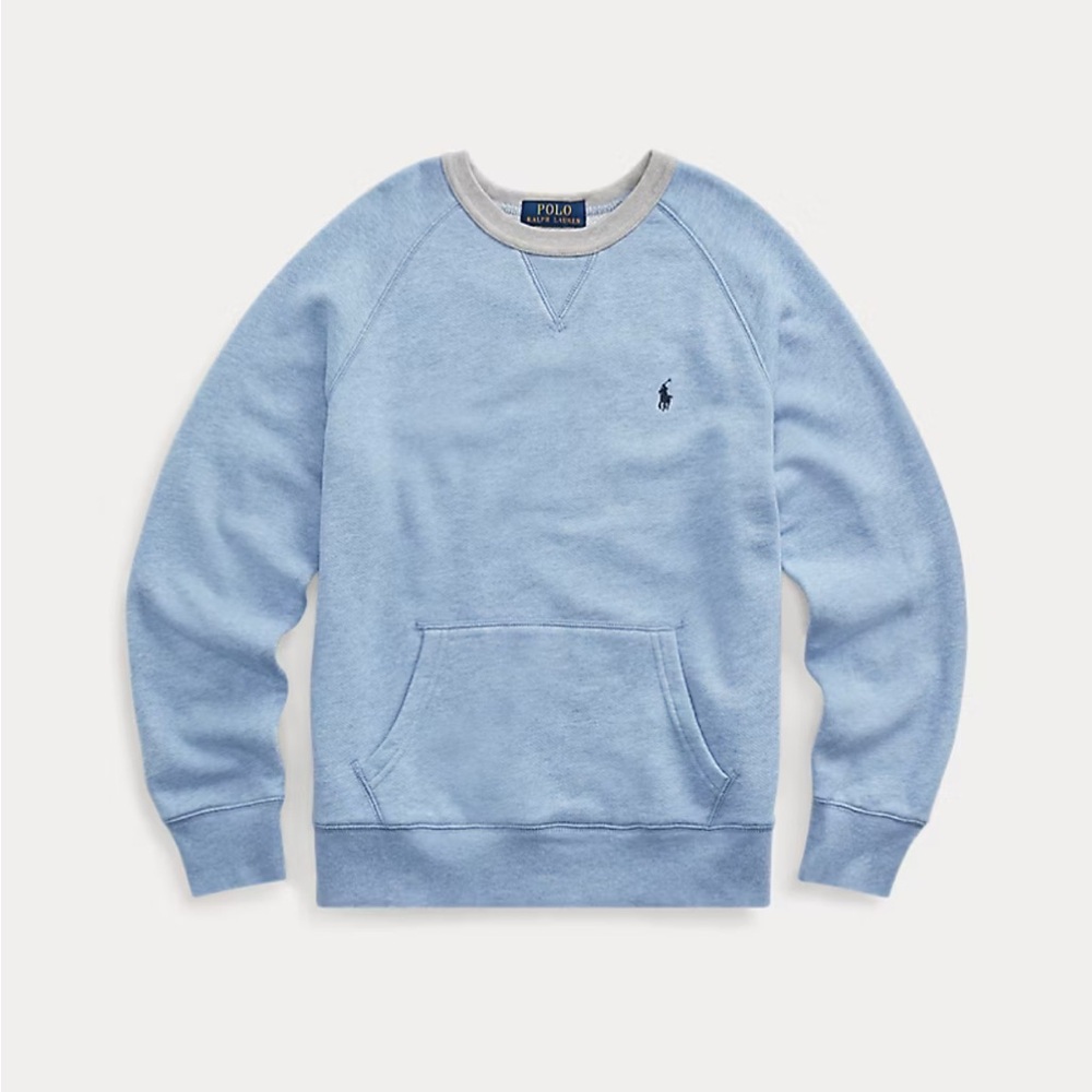 Polo by Ralph Lauren Boys Blue Crewneck Twill Terry Sweatshirt
